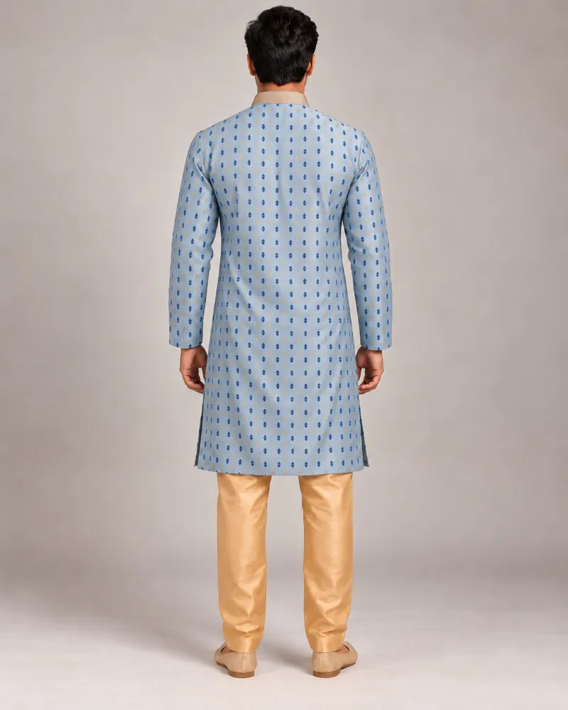Golden Cipher kurta set, back — AI-styled photo 2 of 2