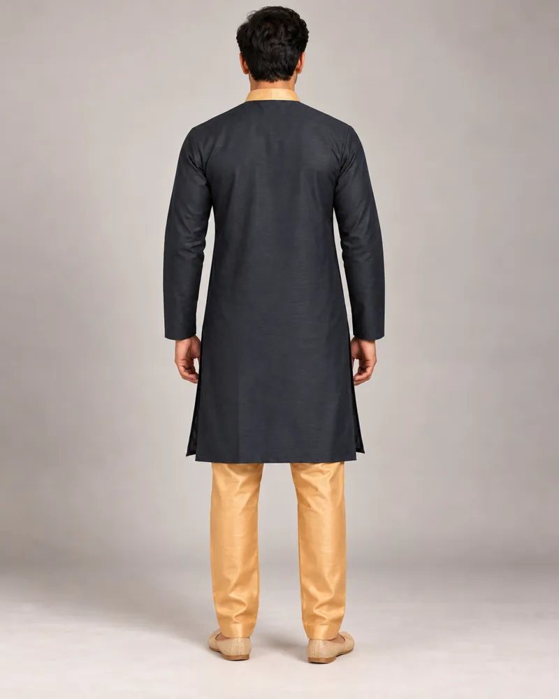 Midnight Regent kurta set, back — AI-styled photo 2 of 3